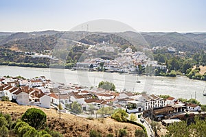 View of Alcoutim in Portugal and Sanlucar de Guadiana in Spain