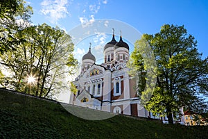 View of Aleksander Nevsky Cathedral in Old Town Tallinn