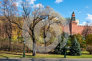 View of the Aleksandrovsky Garden on an autumn day