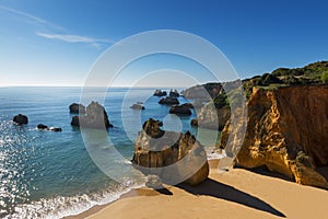 View of the Alemao Beach Praia do Alemao in Portimao, Algarve, Portugal