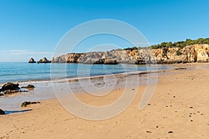 View of the Alemao Beach Praia do Alemao in Portimao Algarve Portugal; Concept for travel in Portugal and Algarve photo