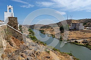 view of the Alentejo town of MÃ©rtola with the Guadiana river in evidence.