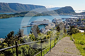 View of Alesund Port with cruise ships - Norway