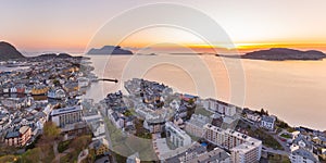 View of Alesund at sunset