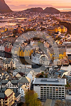 View of Alesund at sunset