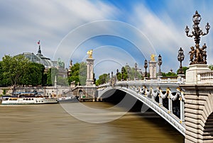 View of Alexander the III bridge in Paris, France.