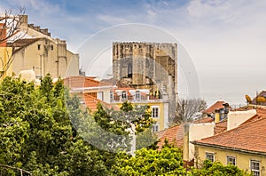 A view from the Alfama distict towards the Targus River in the city of Lisbon