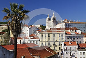 View of Alfama district , old Lisbon (Portugal)