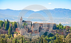 View of the Alhambra from the Albayzin, Granada, Andalusia, Spain