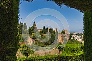 View of the Alhambra in the Andalusian city of Granada, in Spain. photo