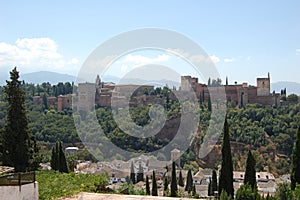 View of the Alhambra in Granada (Andalusia Spain). World Heritage Site. El Albaicin (Albayzin)