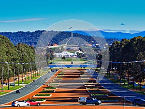 View Along ANZC Parade to Parliament House, Canberra, Australia