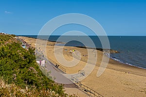 A view along the beach at Clacton on Sea, UK