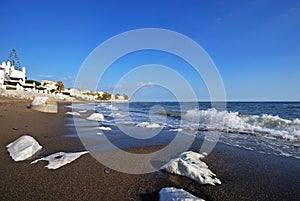 Rocks on the beach, Calahonda, Spain. photo