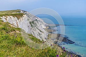 A view along the cliffs at Beachy Head, Sussex, UK