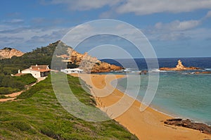 View along coast on Spanish island Menorca