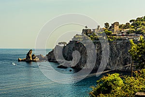 A view along the coastline of Taormina, Sicily