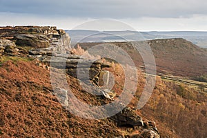 View along Curbar Edge towards Froggatt's Edge in background