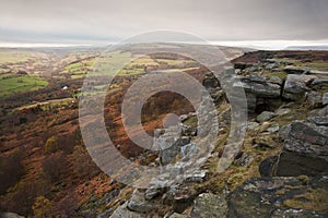 View along Curbar towards Baslow's Edge in Peak District