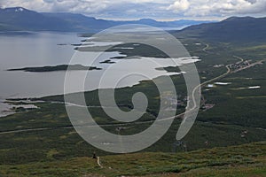 The view along the e10 near Abisko, from the top of Nuolja mountain, near the Aurora Skystation