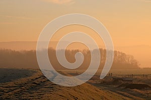 Sea Wall Pilling, Lancashire, UK at sunrise photo