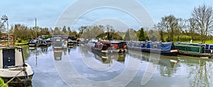 A view along the Grand Union Canal towards the Welford Marina, UK