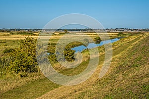 A view along the levy on the East Mersea, UK