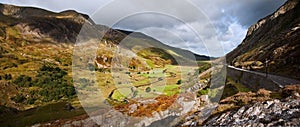 View along Nant Ffrancon valley in Snowdonia