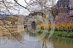 View along River Avon in Bath, Somerset, England