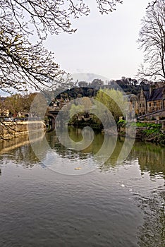 View along River Avon in Bath, Somerset, England