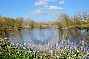 View along the River Tame at the National Memorial Arboretum, Alrewas.