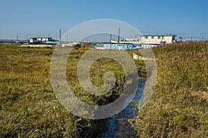 A view along the salt marshes at West Mersea, UK