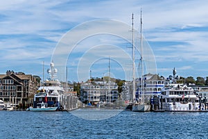 A view along the shoreline from Narragansett bay at Newport, USA photo