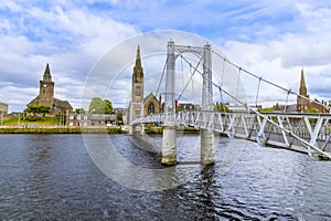 A view along the side of the Greg Street bridge over the River Ness in Inverness, Scotland