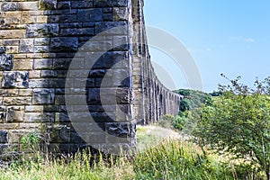 A view along the side of the Hewenden viaduct, Yorkshire, UK