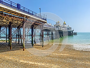 A view along the side of the pier at Eastbourne, UK