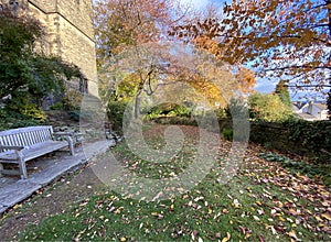 St, Barnabas Church, with autumn leaves, and trees on, Parsons Road, Bradford, UK photo
