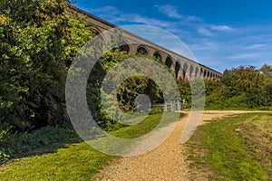 A view along the side of the western end of the Chappel Viaduct near Colchester, UK