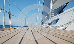 View along teak deck