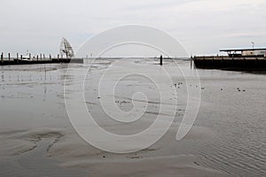 View along the watt and the sea on the northern sea island juist germany