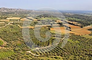 View of alpilles natural park from Les Baux de Provence, France