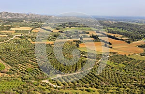 View of alpilles natural park from Les Baux de Provence, France photo