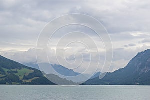 view of alpine lake of Mondsee, Austria