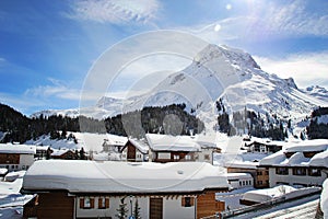 View of Alpine ski Village Lech in Austria