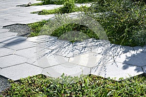 View of the alpine slide and pavement tiles lined with geometric pattern