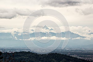 View of the Alps and the city of Turin from Superga hill.