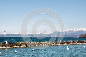 View of the alps from Yvoire, France