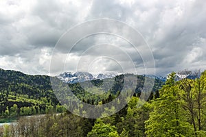 View of the Alpsee lake near the Neuschwanstein castle in Bavaria