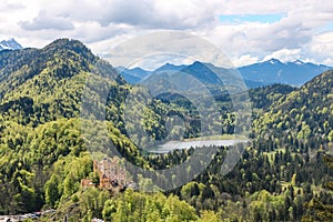 View of the Alpsee lake near the Neuschwanstein castle in Bavaria