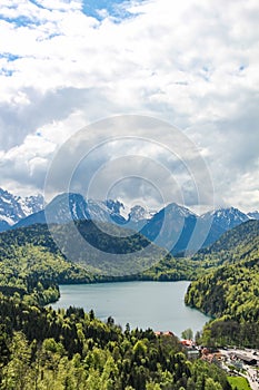 View of the Alpsee lake near the Neuschwanstein castle in Bavaria